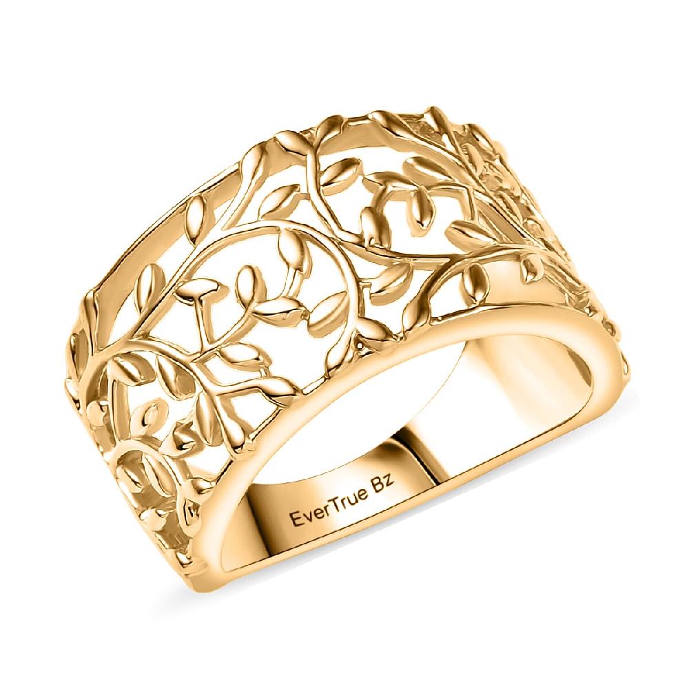 EverTrue Bronzella Collection Leaf Whisper Ring in 18K YG Plated Bronze