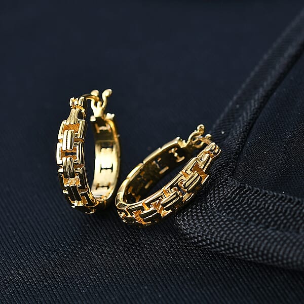 EverTrue Bronzella Collection Link Hoop Earring In 18K Yellow Gold Plated Bronze