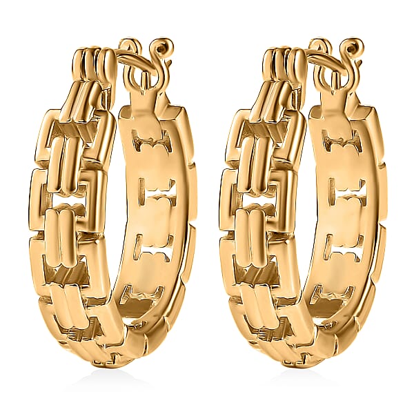 EverTrue Bronzella Collection Link Hoop Earring In 18K Yellow Gold Plated Bronze
