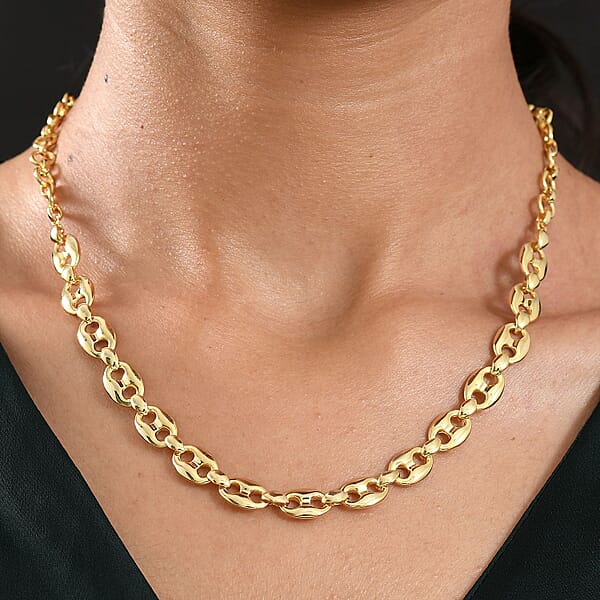 EverTrue Bronzella Collection Mariner Link Necklace In 18K YG Plated Bronze 18-20 Inches