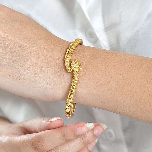 EverTrue Bronzella Collection Panther Bangle Bracelet In 18K YG Plated Bronze (7.25 In)