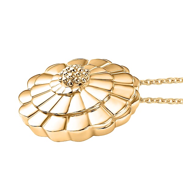 EverTrue Bronzella Collection Petal Halo Pendant In 18K YG Plated Bronze With ION Plated YG Stainless Steel Necklace 20 Inches