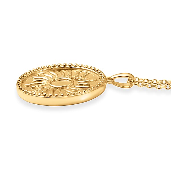 EverTrue Bronzella Collection Radiant Sun Pendant In 18K YG Plated Bronze With ION Plated YG Stainless Steel Necklace (20 Inches)