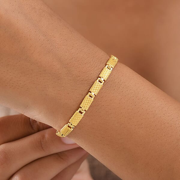 EverTrue Bronzella Collection Rectangular Dragon Scale Link Bracelet In 18K YG Plated Bronze (6.50-8.0In)