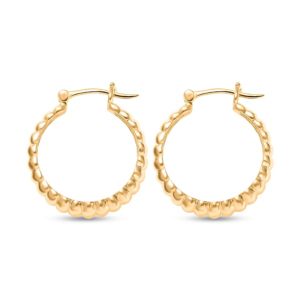 EverTrue Bronzella Collection Ribbed Hoop Earrings In 18K Yellow Gold Plated Bronze