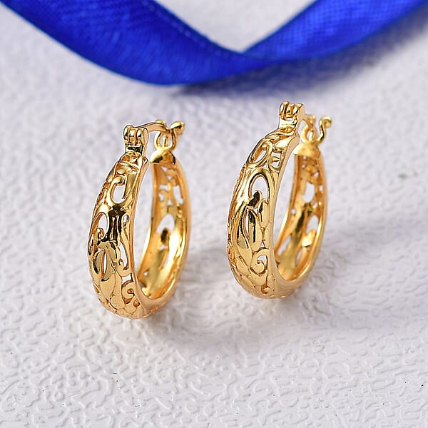 EverTrue Bronzella Collection Scrollwork Hoop Earrings In 18K YG Plated Bronze