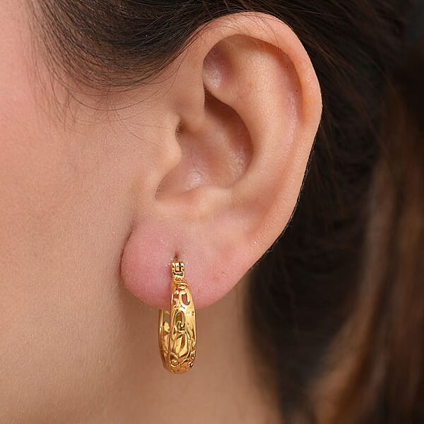 EverTrue Bronzella Collection Scrollwork Hoop Earrings In 18K YG Plated Bronze