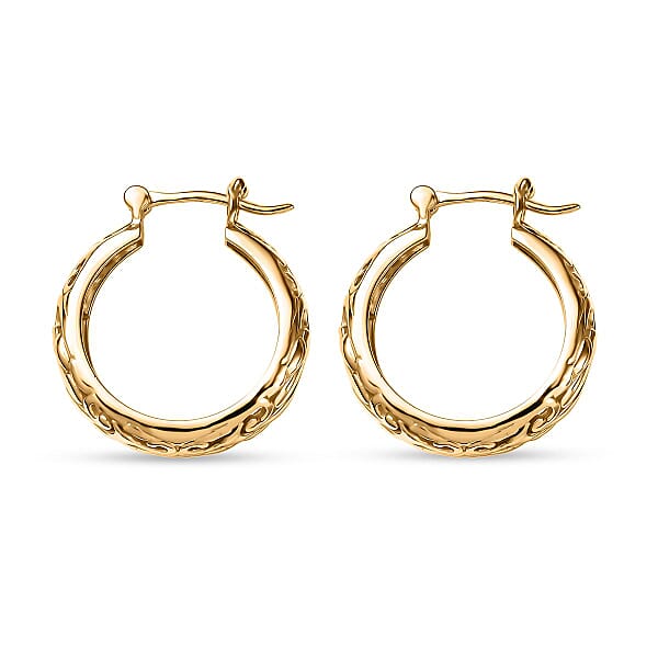 EverTrue Bronzella Collection Scrollwork Hoop Earrings In 18K YG Plated Bronze