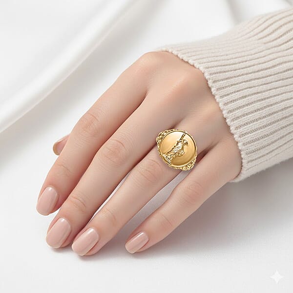 EverTrue Bronzella Collection Statue Of Liberty Men's Ring In 18K Yellow Gold Plated Bronze