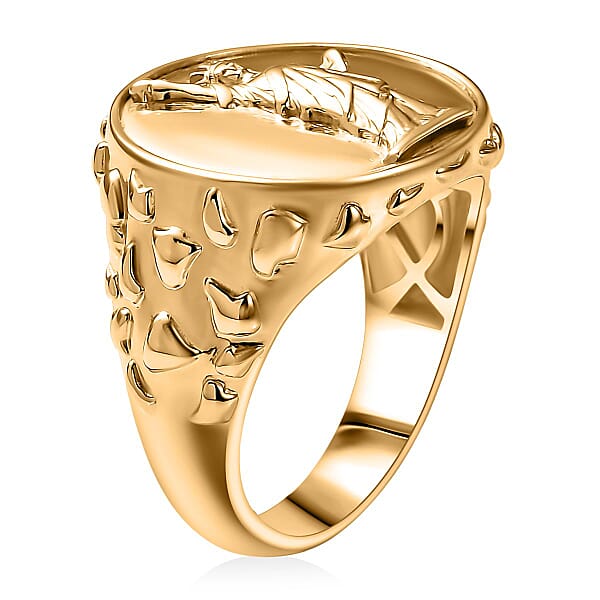 EverTrue Bronzella Collection Statue Of Liberty Men's Ring In 18K Yellow Gold Plated Bronze