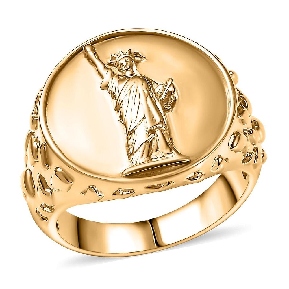 EverTrue Bronzella Collection Statue of Liberty Men's Ring in 18K Yellow Gold Plated Bronze