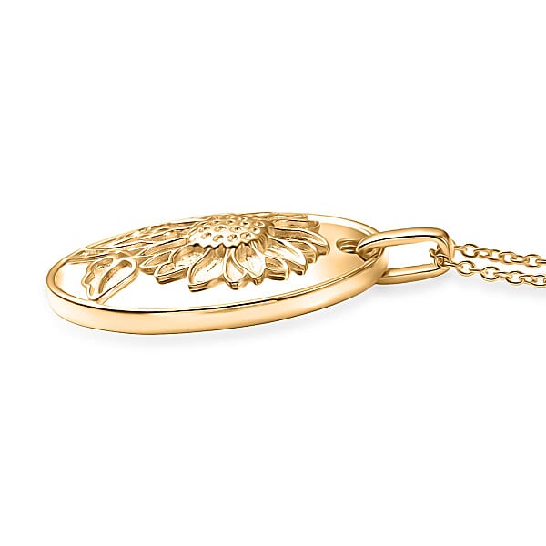 EverTrue Bronzella Collection Sunflower Pendant Necklace In 18K YG Plated Bronze (20 Inches)