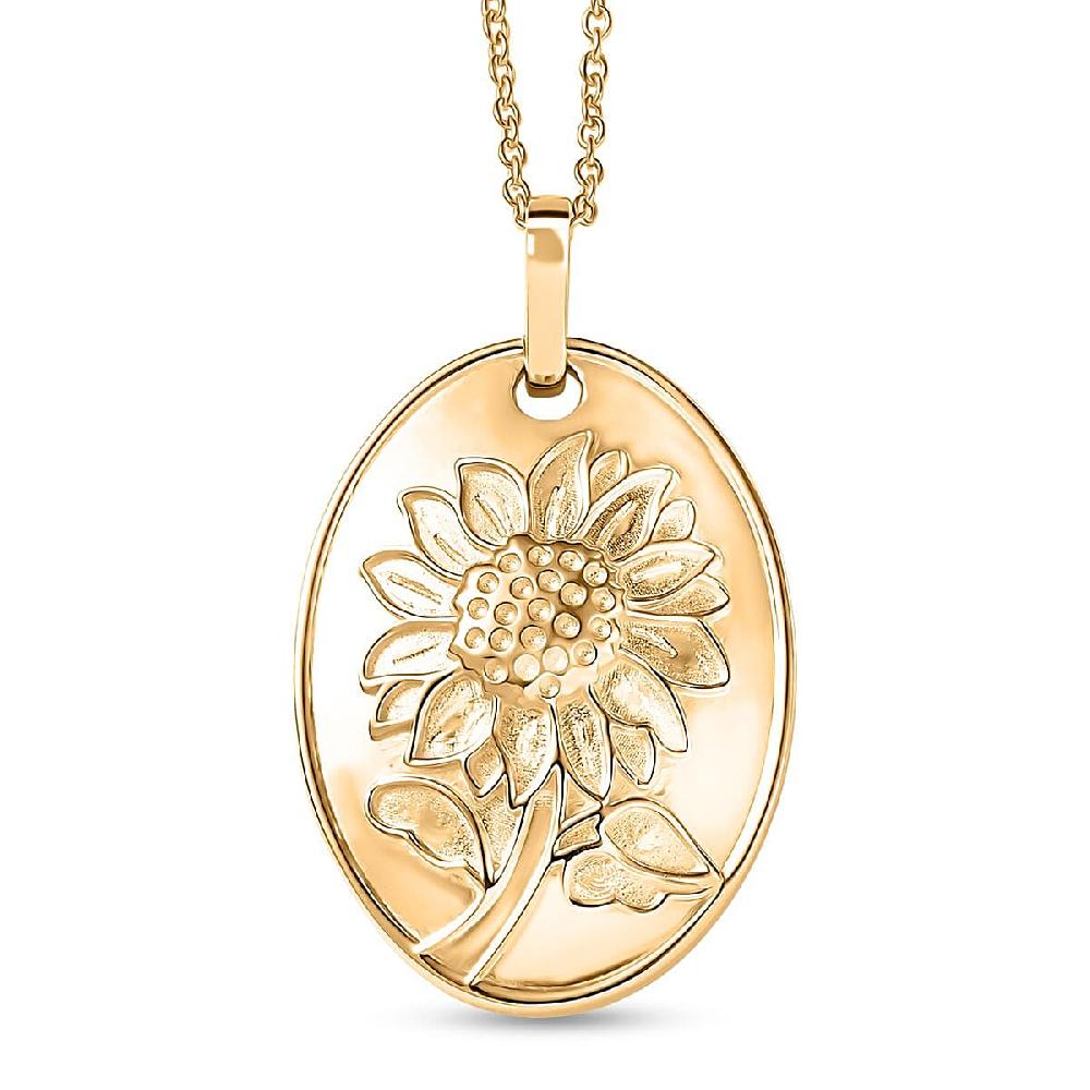 EverTrue Bronzella Collection Sunflower Pendant Necklace in 18K YG Plated Bronze (20 Inches)
