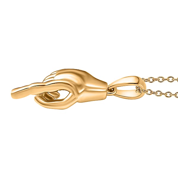 EverTrue Bronzella Collection Symbolic Pointing Hand Pendant In 18K YG Plated Bronze With ION Plated YG Stainless Steel Necklace (20 Inches)