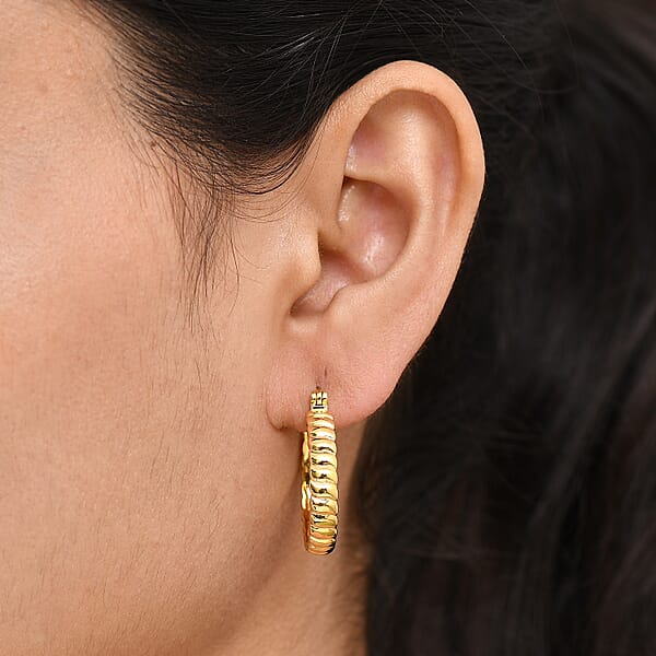 EverTrue Bronzella Collection Twisted Rope Hoop Earrings 18K YG Plated Bronze