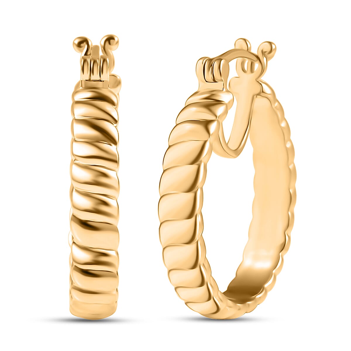 EverTrue Bronzella Collection Twisted Rope Hoop Earrings 18K YG Plated Bronze
