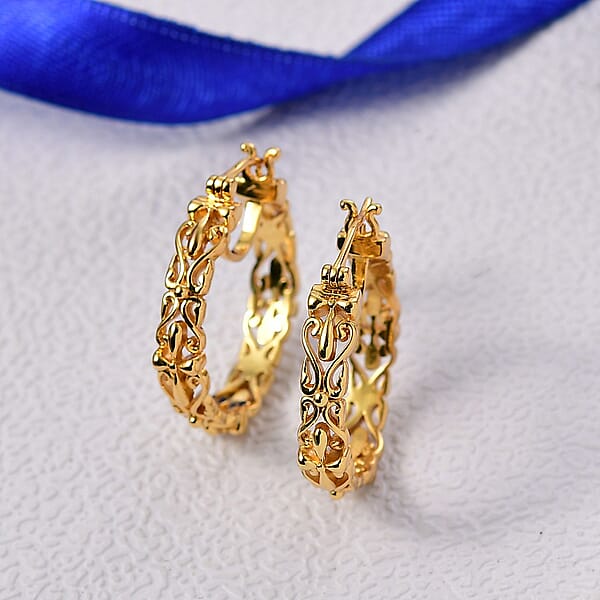 EverTrue Bronzella Collection Victorian Scroll Hoop Earrings In 18K YG Plated Bronze