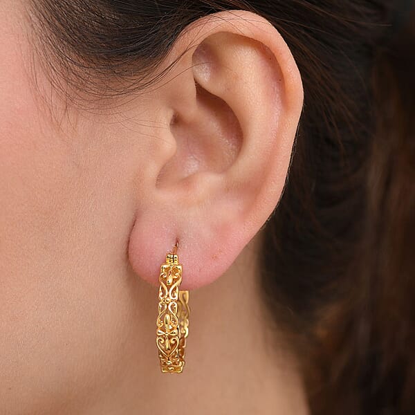 EverTrue Bronzella Collection Victorian Scroll Hoop Earrings In 18K YG Plated Bronze