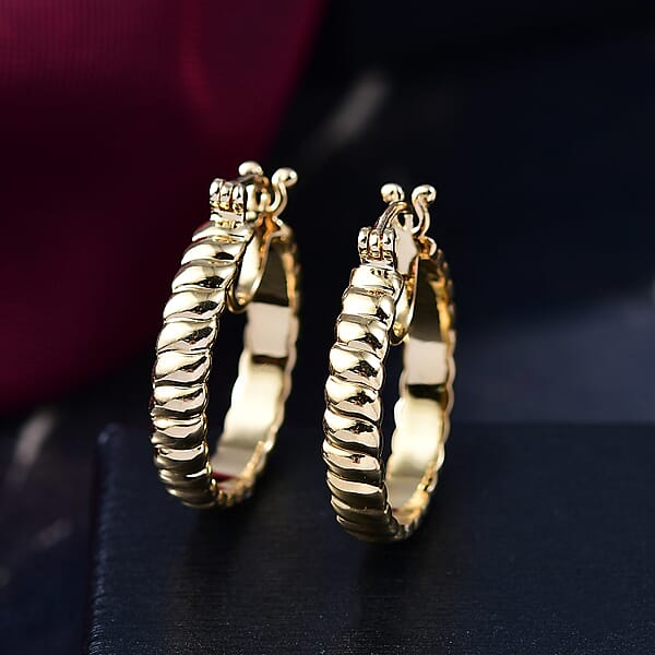 EverTrue Bronzella Collection Wave Link Hoop Earrings In 18K YG Plated Bronze