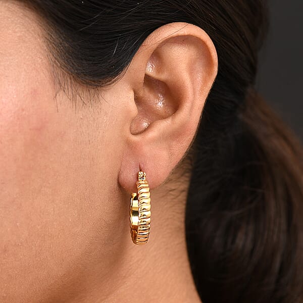 EverTrue Bronzella Collection Wave Link Hoop Earrings In 18K YG Plated Bronze