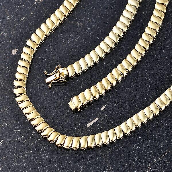 EverTrue Bronzella Collection Wave Link Necklace In 18K YG Plated Bronze 18 Inches