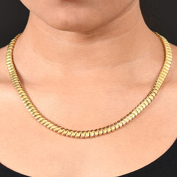 EverTrue Bronzella Collection Wave Link Necklace In 18K YG Plated Bronze 18 Inches