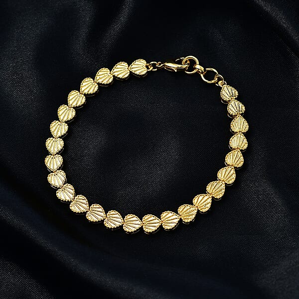 EverTrue Brozella Collection Motif Linked Bracelet In 18K Yellow Gold Plated Bronze (7.25 In)