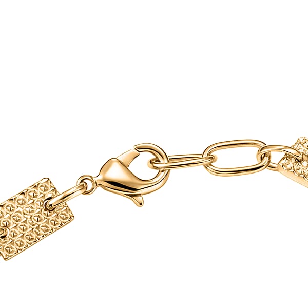 EverTrue Brozella Collection Motif Linked Bracelet In 18K Yellow Gold Plated Bronze (7.25 In)