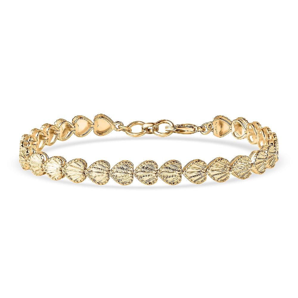 EverTrue Brozella Collection Motif Linked Bracelet in 18K Yellow Gold Plated Bronze (7.25 In)