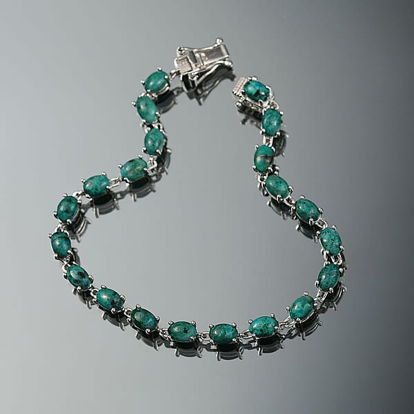 EverTrue Chrysocolla 13.00 Ctw Ocean Pebbles Bracelet In Platinum Bond (7.25 In)