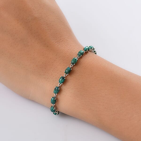 EverTrue Chrysocolla 13.00 Ctw Ocean Pebbles Bracelet In Platinum Bond (7.25 In)