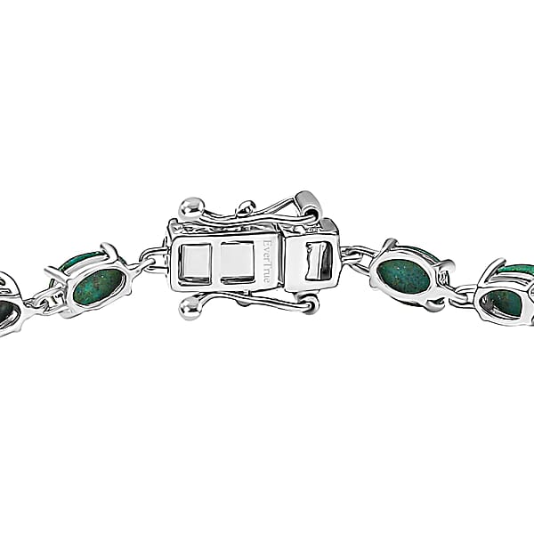 EverTrue Chrysocolla 13.00 Ctw Ocean Pebbles Bracelet In Platinum Bond (7.25 In)