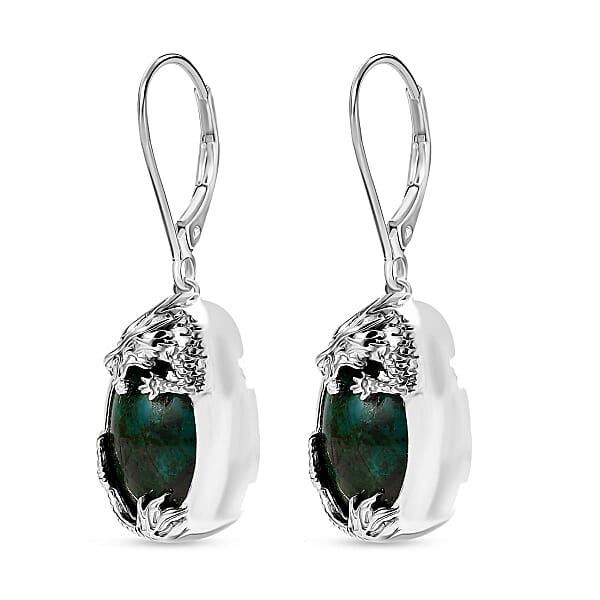 EverTrue Chrysocolla 13.40 Ctw Dragon's Embrace Earrings In Platinum Bond And Stainless Steel