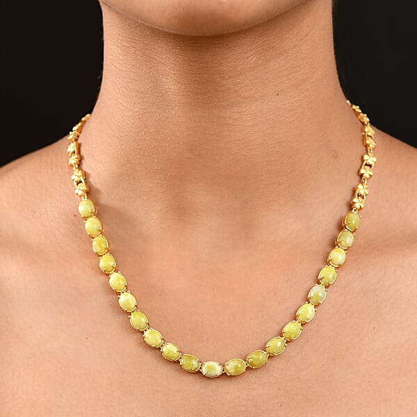 EverTrue Connemara Marble 28.50 Ctw Irish Blessing Clover Leaf Necklace In 18K YG Plated 18 Inches