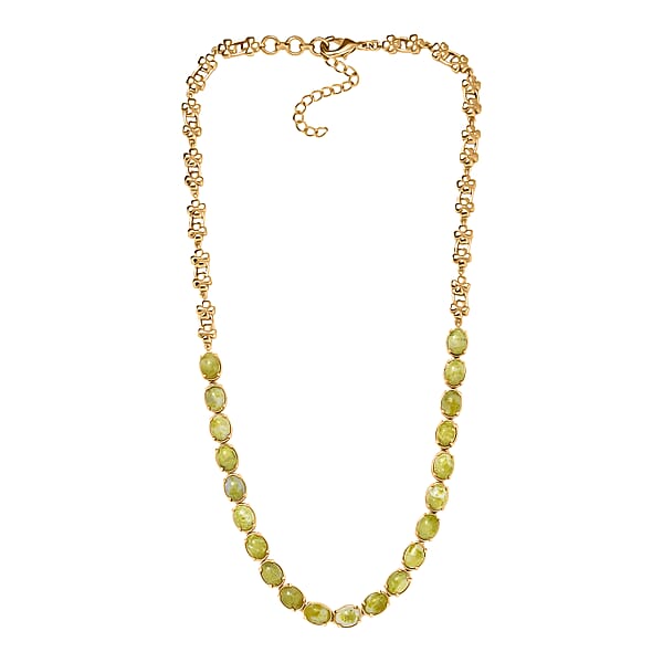 EverTrue Connemara Marble 28.50 Ctw Irish Blessing Clover Leaf Necklace In 18K YG Plated 18 Inches