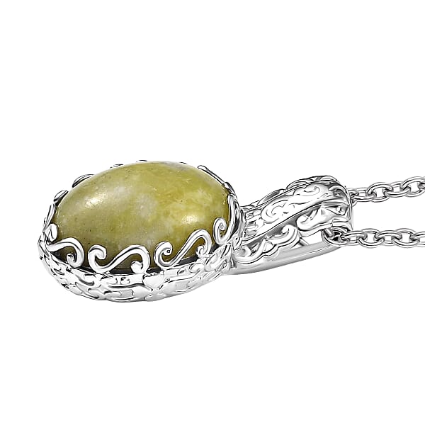 EverTrue Connemara Marble Celtic Filigree Pendant In Platinum Bond With Stainless Steel Necklace 6.40 Ctw (20 Inches)