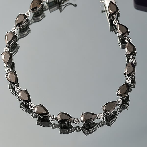 EverTrue Elite Shungite 8.15 Ctw Teardrop Elegance Bracelet In Platinum Over Copper (7.25 In)
