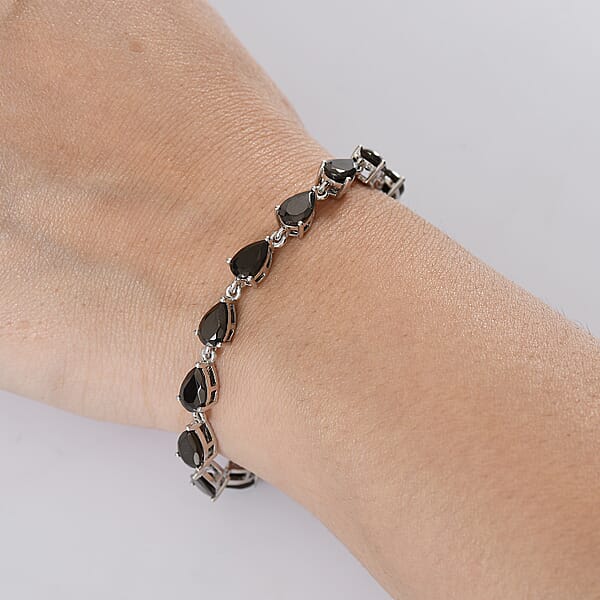 EverTrue Elite Shungite 8.15 Ctw Teardrop Elegance Bracelet In Platinum Over Copper (7.25 In)