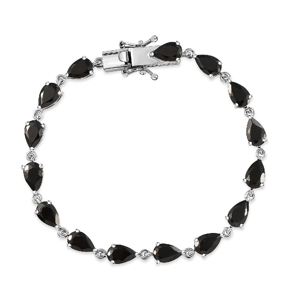 EverTrue Elite Shungite 8.15 ctw Teardrop Elegance Bracelet in Platinum Over Copper (7.25 In)