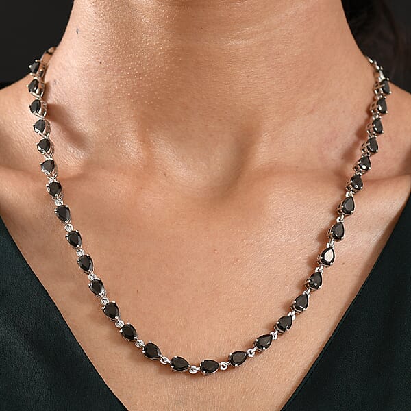 EverTrue Elite Shungite Teardrop Necklace Platinum Over Copper 12.50 Ctw (18-20 Inches)