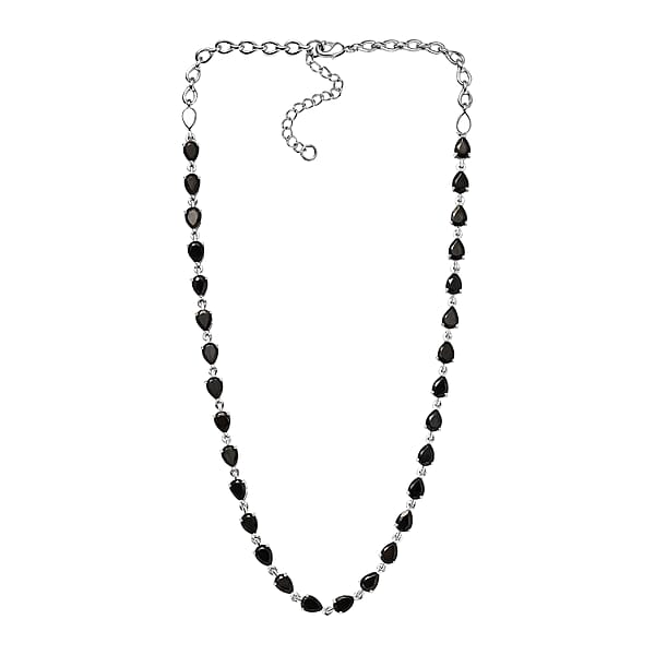 EverTrue Elite Shungite Teardrop Necklace Platinum Over Copper 12.50 Ctw (18-20 Inches)