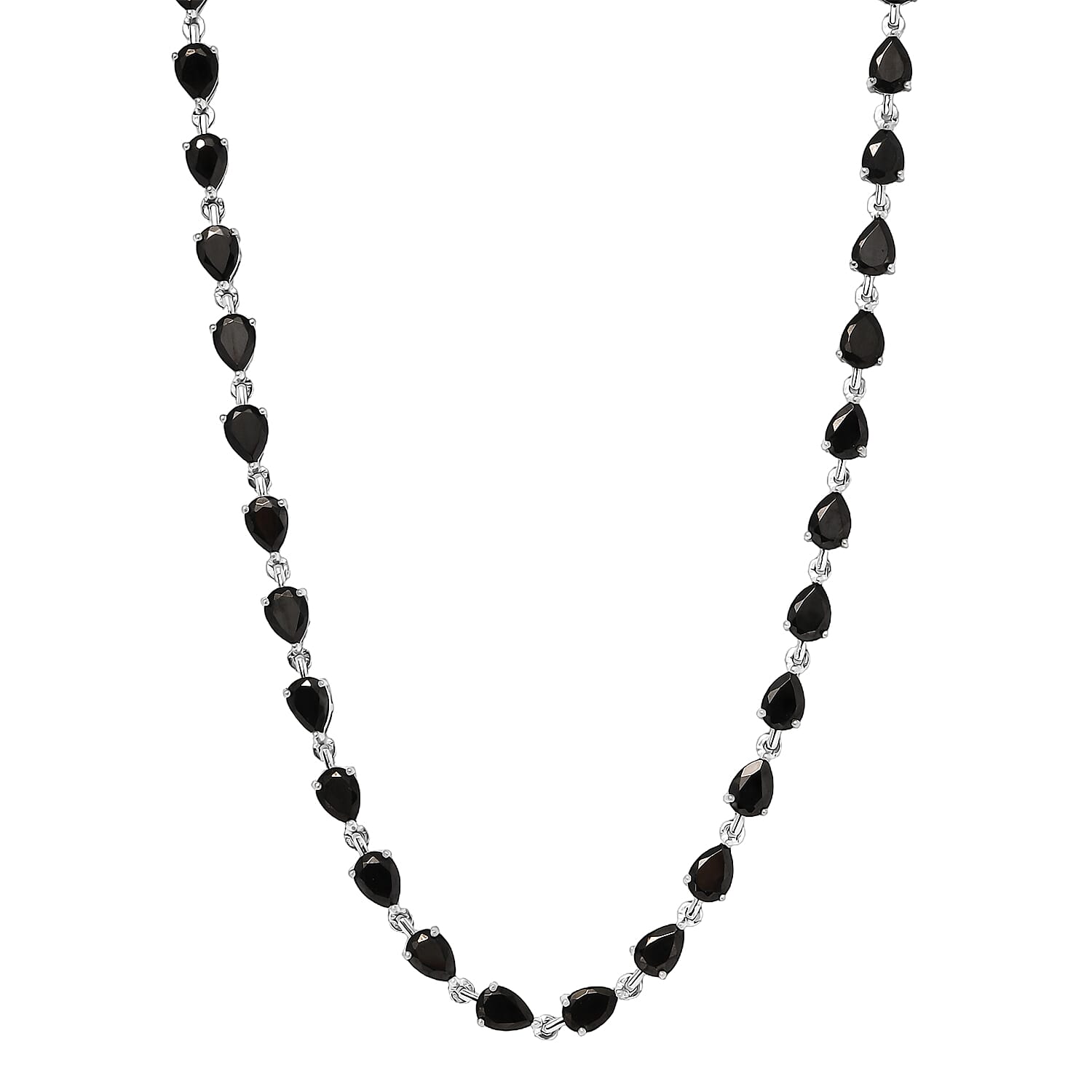 EverTrue Elite Shungite Teardrop Necklace Platinum Over Copper 12.50 ctw (18-20 Inches)
