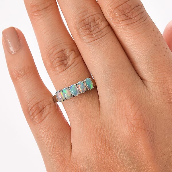 EverTrue Ethiopian Welo Opal Ring In Stainless Steel 0.85 Ctw