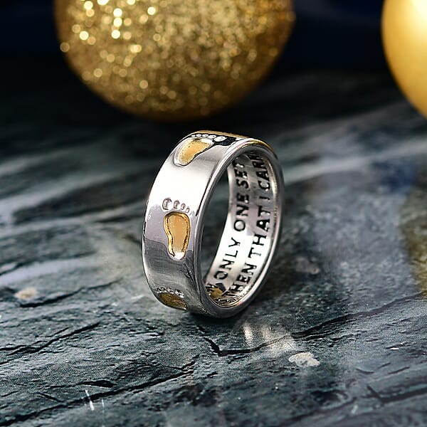 EverTrue Footsteps Band Ring In 18K YG Plated And Platinum Bond