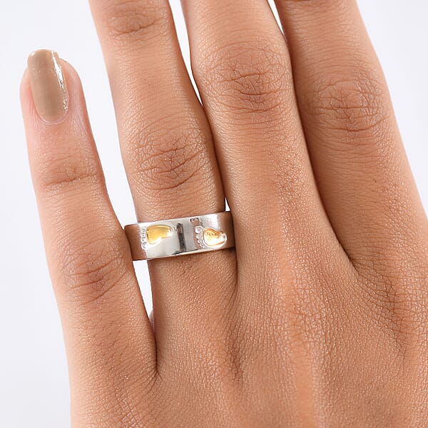 EverTrue Footsteps Band Ring In 18K YG Plated And Platinum Bond