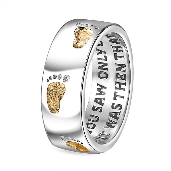 EverTrue Footsteps Band Ring In 18K YG Plated And Platinum Bond