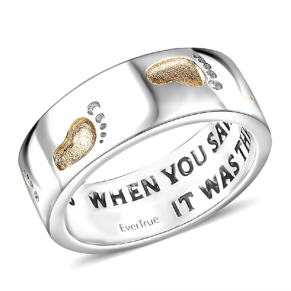 EverTrue Footsteps Band Ring in 18K YG Plated and Platinum Bond