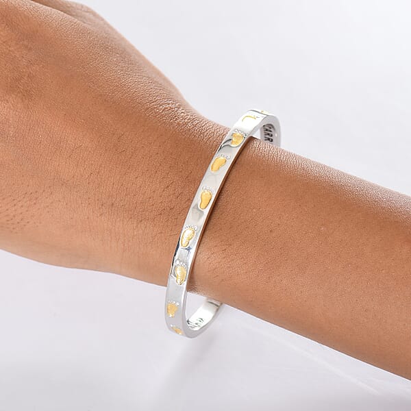 EverTrue Footsteps Cuff Bracelet In 18K YG Plated And Platinum Bond (7.25 In)