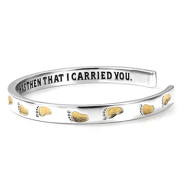 EverTrue Footsteps Cuff Bracelet In 18K YG Plated And Platinum Bond (7.25 In)