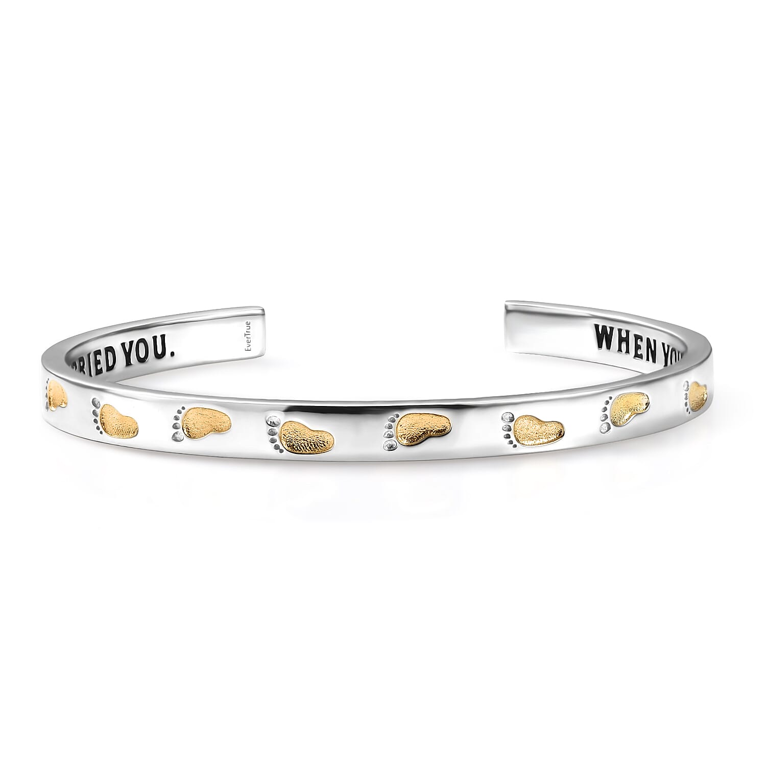 EverTrue Footsteps Cuff Bracelet in 18K YG Plated and Platinum Bond (7.25 In)